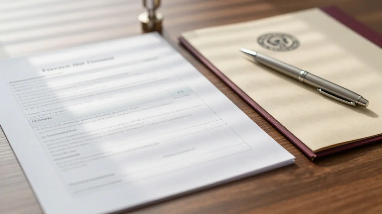 Professional desk with organized compliance documents